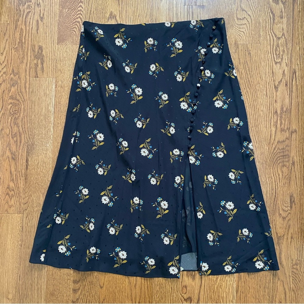 Franconia wrap-effect floral-print silk-blend jacquard midi skirt
